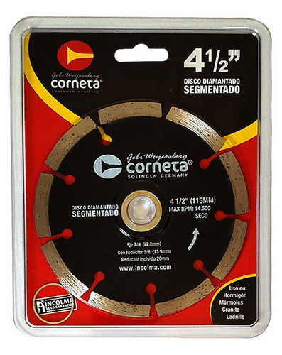 Disco Diamantado Segmentado 4.5'' Corneta Incolma