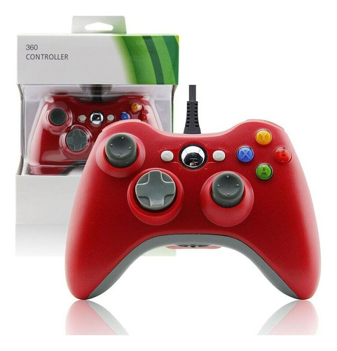 Joystick Mando Generico Para Xbox 360 Con Cable Pc Color Rojo