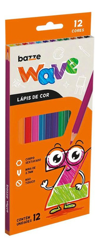 Lápis De Cor Sextavado Wave 12 Cores - Bazze