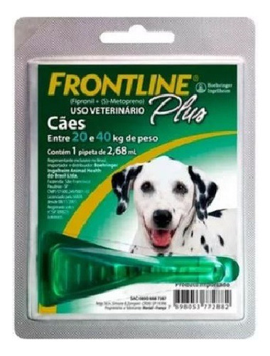 Pipeta Frontline Plus Para Perros De 20 A 40kg