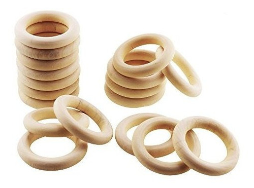 Imagen 2 de 6 de Isusser 50pcs Anillos De Madera Naturales Diy, 2.2 (55 Mm)