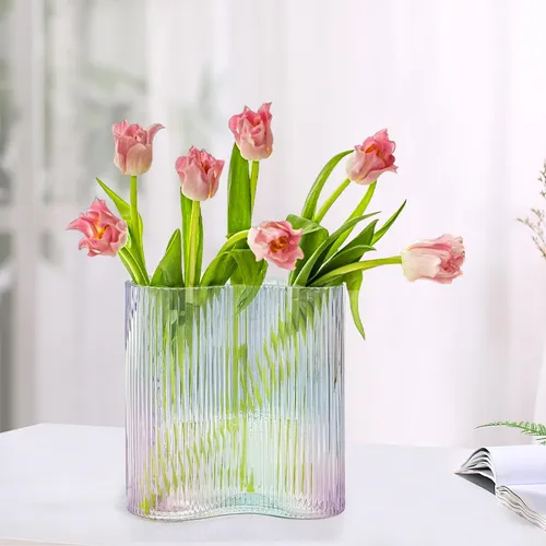 Aoderun Jarrón De Cristal Para Flores, Moderno Y Grande, Con