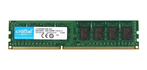 Memoria Ram Color Verde  8gb 1x8gb Crucial Ct102464bd160b