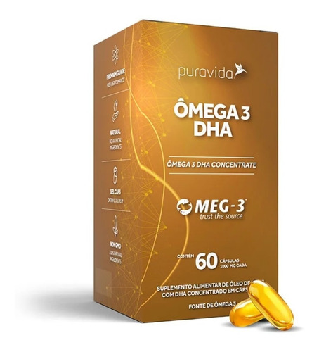 Ômega 3 Dha Concentrado Meg-3 1000mg 60caps Puravida