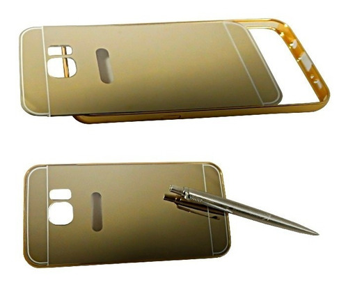 Samsung Galaxy S7 Edge Bumper Con Tapa Tipo Espejo Dorado