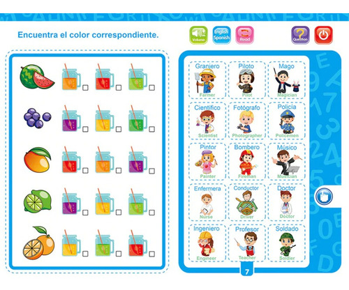 Libro Didáctico Bilingüe Para Niños Juguete Con Sonido