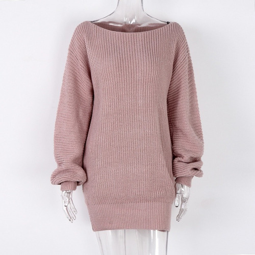 Alta Calidad Vestido Suéter Punto Suelto Informal Para Mujer