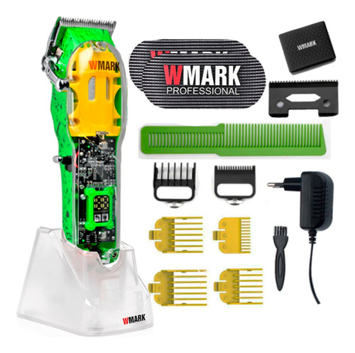 Maquina De Cortar Cabelo Wmark Ng308 + Base Transparente