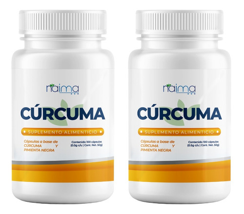 Cúrcuma Con Pimienta Negra 500mg -2 Frascos- 100 Cápsulas Cu