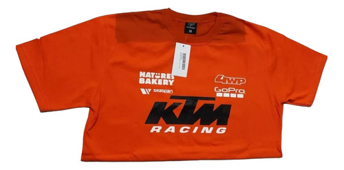 Remera Manga Corta Algodon Rpm Naranja T:l(kt)-bmmotopartes