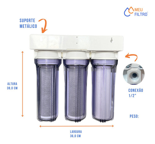 Purificador Água Elimina 100% Cloro Zero Cloro 3 Estágios Cor Transparente N/a