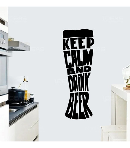 Vinilo Decorativo Frase Keep Calm And Drink Beer Sticker 