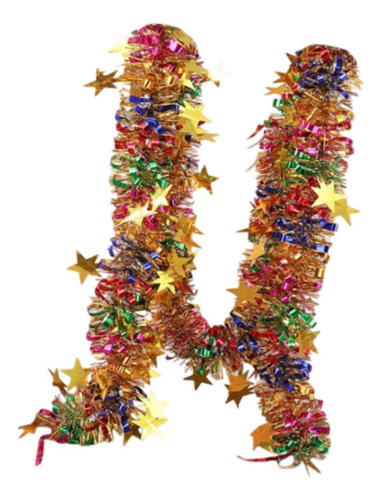 Guirnalda De Oropel Navideño Con Estrellas, Guirnalda De