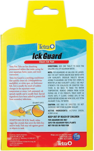 Imagen 2 de 10 de Tetra Ick Guard 8 Tabletas Tratamiento Punto Blanco Peces