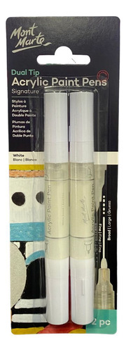 Set 2 Marcadores Tinta Acrilica Doble Punta Blanco
