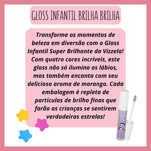 Gloss Labial Infantil Brilha Brilha Com Glitter Vizzela Kids