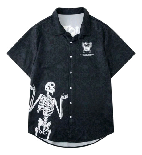 Camisa Esqueleto Con Patron De Cráneos Halloween Huesos