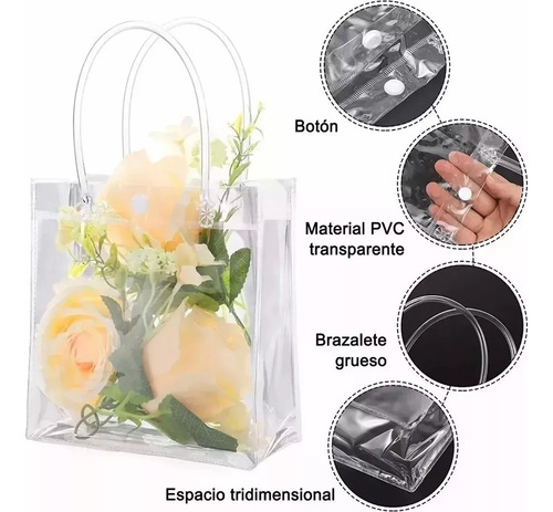 20 Bolsa Regalo Con Asa Transparente Reutilizabledecoracion