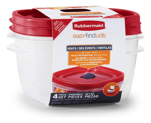 Recipientes De Almacenamiento Rojo 5 Tazas 2 Unidades Con Ta
