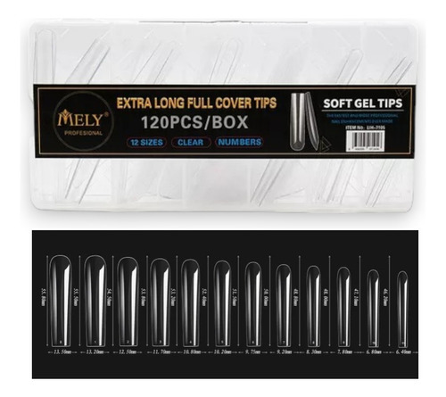 120 Tips Extra Largo Xl Mely Press Soft Gel Tipo Paris Nigth