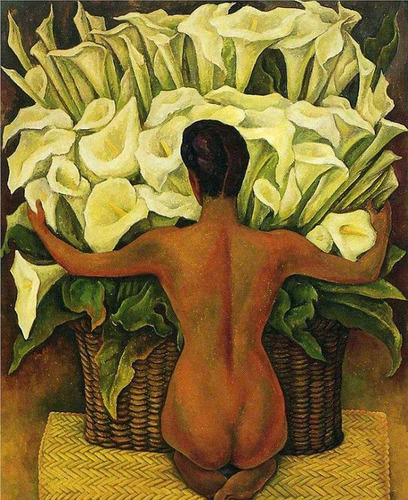 Cuadros De Diego Rivera - Desnudo Con Alcatraces - 50 X 60
