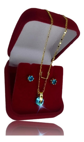 Imagem 3 de 6 de Conjunto Colar Brinco Feminino Gota Folheado + Brinde
