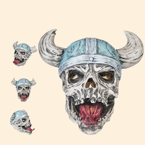 2024 Halloween Máscara De Casco Vikingo Calavera Látex Fea
