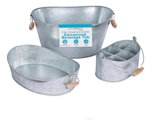 Bebida Galvanizada Birdrock Home Tina, Caddy And Bande