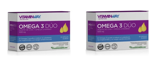 Omega 3 Dúo Vegetal Chía Y Marino Pescado Triglicéridos X2