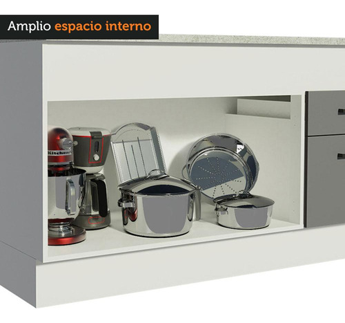 Gabinete Bajo Bufetera Madesa Agata 150cm Con Encimera Bg 01 Color Blanco/Gris