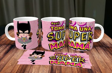 Taza De Ceramica Aquí Toma Una Super Mama Mod 2