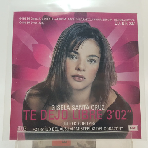 Gisela Santa Cruz - Te Dejo Libre - Cd Single - Ex