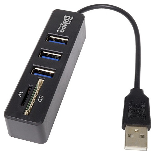 Hub Usb 3 Puertos Multiplicador Con Lector De Memorias Sd Tf