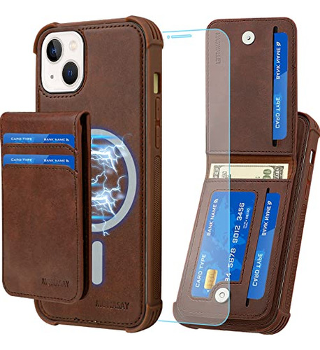 Monasay Magwallet Case For iPhone 14 Plus,[glass Screen Prot