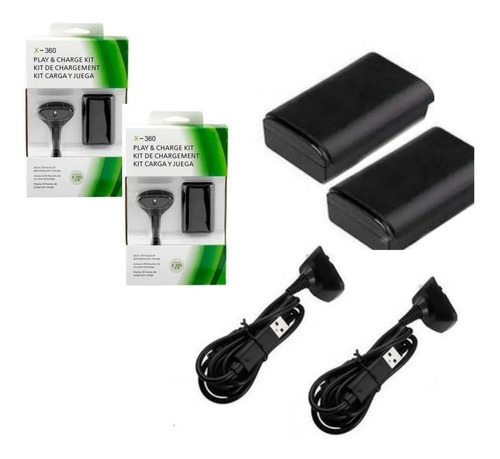 Pack X2 Kit Carga Y Juega Compatible X-360batería Recargable