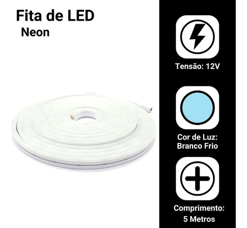 Fita Led Neon Corte Siliconada Flexível 2,5cm 5m 12v