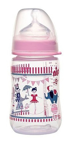 Mamadera Cuello Ancho Circo Rosa 260 Ml, Nip