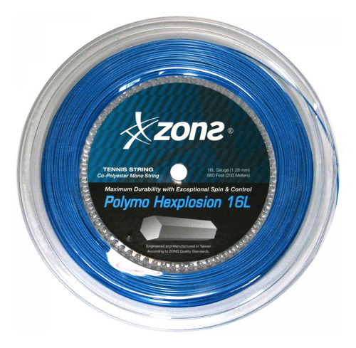 Cuerda De Tenis Zons Polymo Hexplosion 16l/1.28mm Azul Oscur