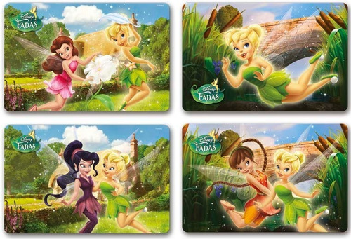 Kit 4 Peças Jogo Americano Iantil Disney - Imediato! Cor Fadas Personagens Disney