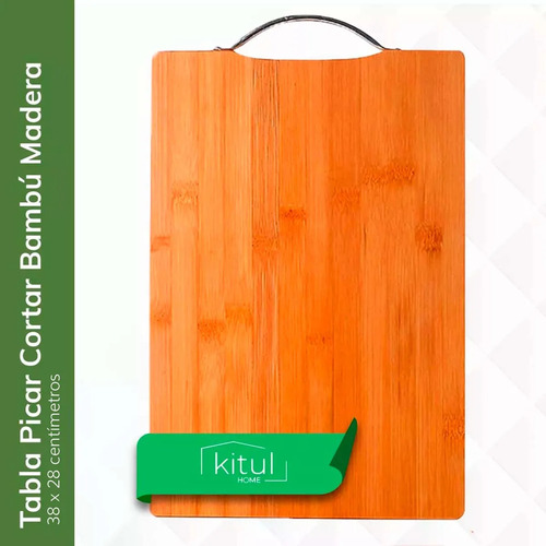 Tabla Picar Cortar Bambú Madera 38x28 Cm Resistente Duradera
