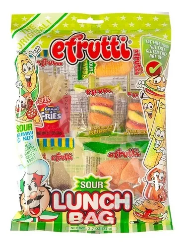 Efrutti Gummi Lunch Bag Sour Gomitas Aciditas Papas Hamburgu