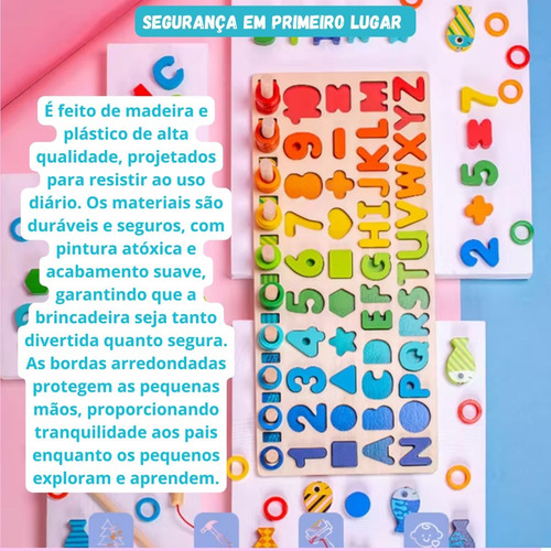 Jogo Educativo De Madeira Com Letras E Números Para Crianças