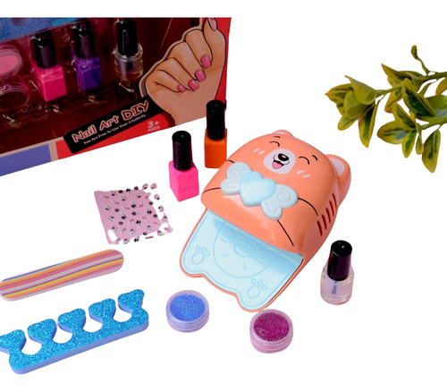 Set Esmaltes Niñas Uñas Secador Real Kit Manicure Juguete