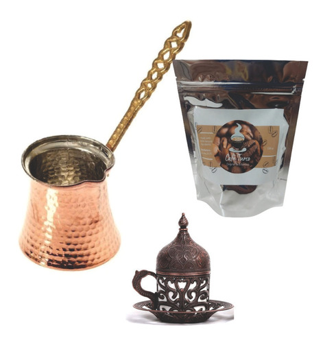 Cafetera Kit Cafe+ Pocillo + Taza Turca Arabe De Turquia