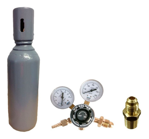 Imagem 9 de 9 de Cilindro De Nitrogenio 1m3 7lts + Regulador +adaptador Manif