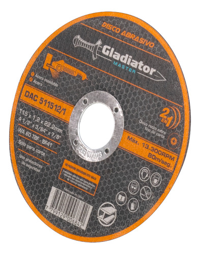 Disco Gladiador P/corte Fino 4-1/2 Dac511512/1