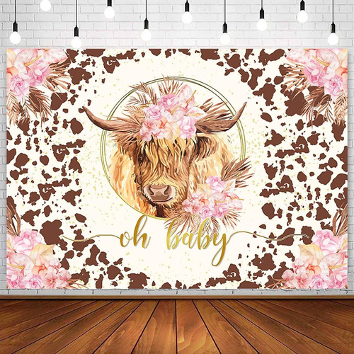 Fondo De Vaca Para Baby Shower, Decoración Bohemia, Rosa Y M