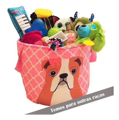 Cesto Organizador Brinquedos Pet Tam. P - Bulldog Inglês