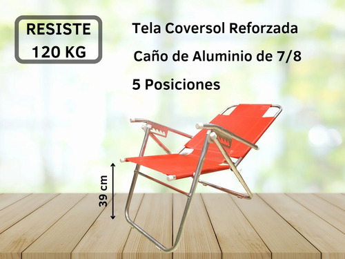 Imagen 5 de 9 de Reposera Aluminio 5 Posiciones Alta Kit X2- Disentino®
