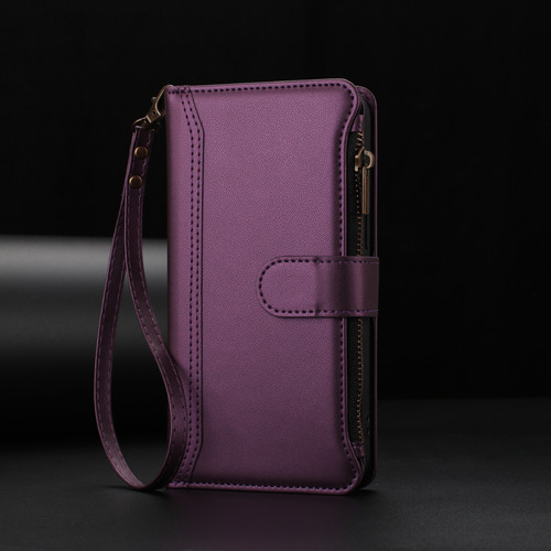Funda Para Teléfono Tecno Spark 30c 4g De Piel Con Bolsillo Con Cremallera, 9 Ranuras Para Tarjetas Y Correa Para La Muñeca